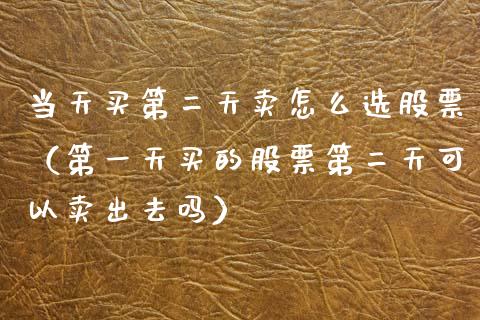 当天买第二天卖怎么选股票（第一天买的股票第二天可以卖出去吗）_https://www.gzqbddp.com_股票知识_第1张