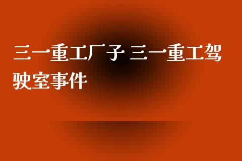 三一重工厂子 三一重工驾驶室事件_https://www.gzqbddp.com_选股技巧_第1张
