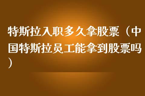 特斯拉入职多久拿股票（中国特斯拉员工能拿到股票吗）_https://www.gzqbddp.com_技术分析_第1张