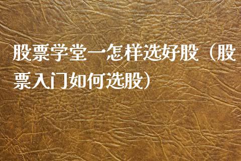 股票学堂一怎样选好股（股票入门如何选股）_https://www.gzqbddp.com_炒股经验_第1张