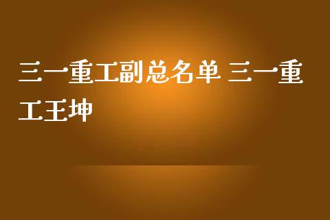 三一重工副总名单 三一重工王坤_https://www.gzqbddp.com_股票知识_第1张