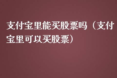 支付宝里能买股票吗（支付宝里可以买股票）_https://www.gzqbddp.com_技术分析_第1张