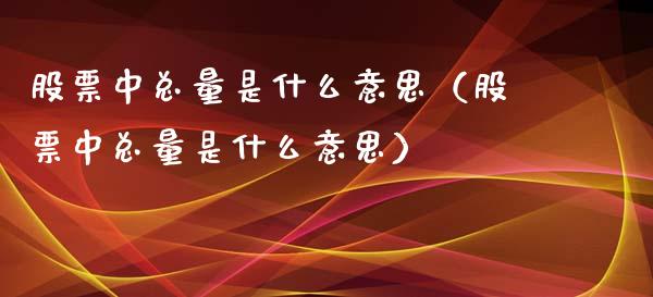 股票中总量是什么意思（股票中总量是什么意思）_https://www.gzqbddp.com_炒股经验_第1张
