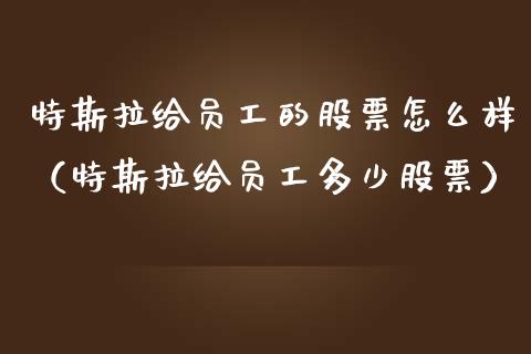 特斯拉给员工的股票怎么样（特斯拉给员工多少股票）_https://www.gzqbddp.com_选股技巧_第1张