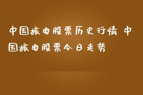 中国核电股票历史行情 中国核电股票今日走势_https://www.gzqbddp.com_选股技巧_第1张