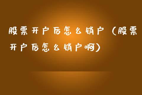 股票开户后怎么销户（股票开户后怎么销户啊）_https://www.gzqbddp.com_技术分析_第1张
