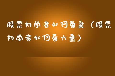 股票初学者如何看盘（股票初学者如何看大盘）_https://www.gzqbddp.com_选股技巧_第1张