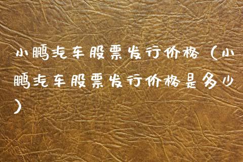小鹏汽车股票发行价格（小鹏汽车股票发行价格是多少）_https://www.gzqbddp.com_选股技巧_第1张