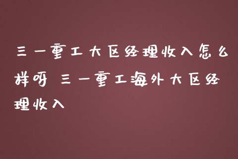 三一重工大区经理收入怎么样呀 三一重工海外大区经理收入_https://www.gzqbddp.com_选股技巧_第1张