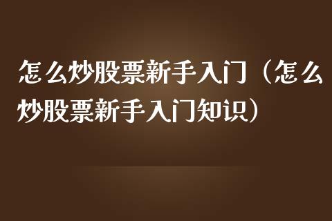 怎么炒股票新手入门（怎么炒股票新手入门知识）_https://www.gzqbddp.com_股票知识_第1张