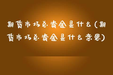 期货市场总资金是什么(期货市场总资金是什么意思)_https://www.gzqbddp.com_技术分析_第1张
