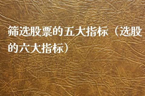 筛选股票的五大指标（选股的六大指标）_https://www.gzqbddp.com_炒股经验_第1张
