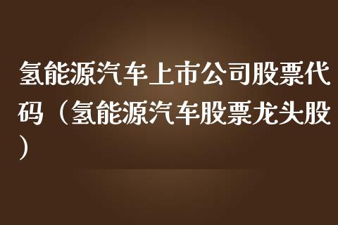氢能源汽车上市公司股票代码（氢能源汽车股票龙头股）_https://www.gzqbddp.com_技术分析_第1张