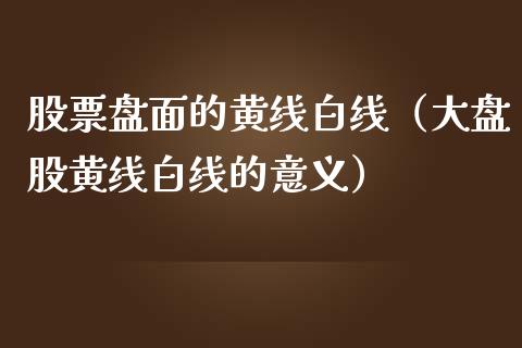 股票盘面的黄线白线（大盘股黄线白线的意义）_https://www.gzqbddp.com_技术分析_第1张