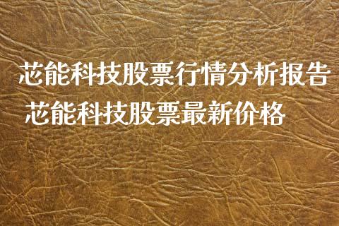 芯能科技股票行情分析报告 芯能科技股票最新价格_https://www.gzqbddp.com_选股技巧_第1张