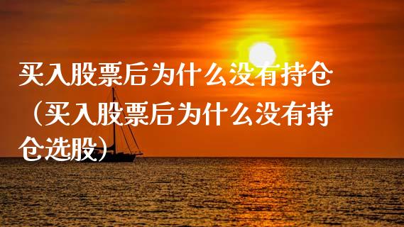 买入股票后为什么没有持仓（买入股票后为什么没有持仓选股）_https://www.gzqbddp.com_技术分析_第1张