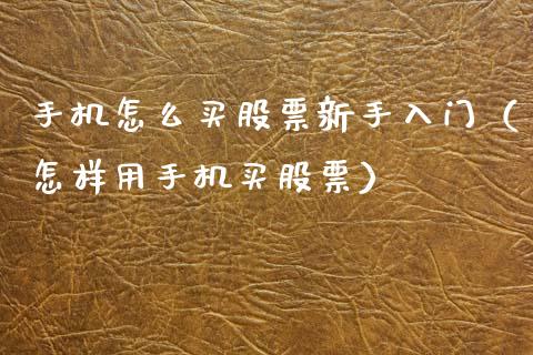 手机怎么买股票新手入门（怎样用手机买股票）_https://www.gzqbddp.com_技术分析_第1张