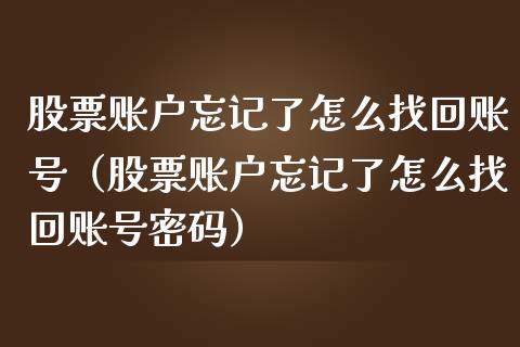股票账户忘记了怎么找回账号（股票账户忘记了怎么找回账号**）_https://www.gzqbddp.com_股票知识_第1张