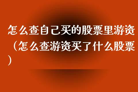 怎么查自己买的股票里游资（怎么查游资买了什么股票）_https://www.gzqbddp.com_炒股经验_第1张