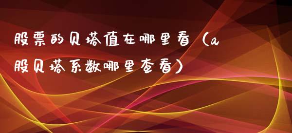股票的贝塔值在哪里看（a股贝塔系数哪里查看）_https://www.gzqbddp.com_股票知识_第1张