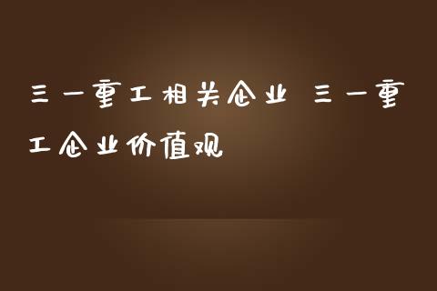 三一重工相关企业 三一重工企业价值观_https://www.gzqbddp.com_技术分析_第1张