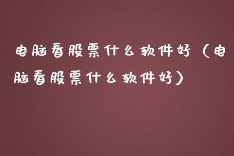 电脑看股票什么软件好（电脑看股票什么软件好）_https://www.gzqbddp.com_选股技巧_第1张