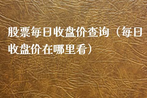 股票每日收盘价查询（每日收盘价在哪里看）_https://www.gzqbddp.com_炒股经验_第1张