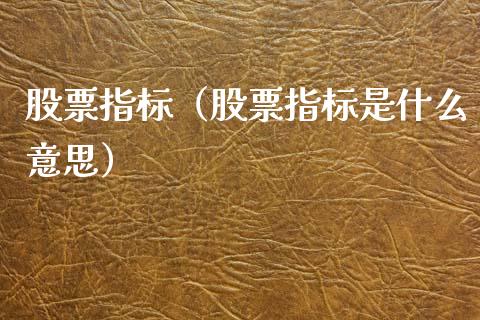 股票指标（股票指标是什么意思）_https://www.gzqbddp.com_选股技巧_第1张