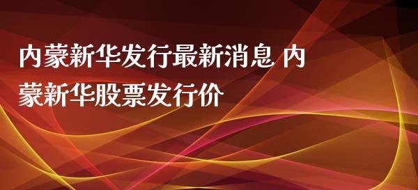 内蒙新华发行最新消息 内蒙新华股票发行价_https://www.gzqbddp.com_选股技巧_第1张