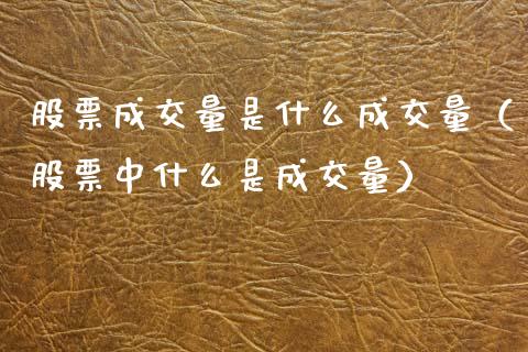 股票成交量是什么成交量（股票中什么是成交量）_https://www.gzqbddp.com_炒股经验_第1张