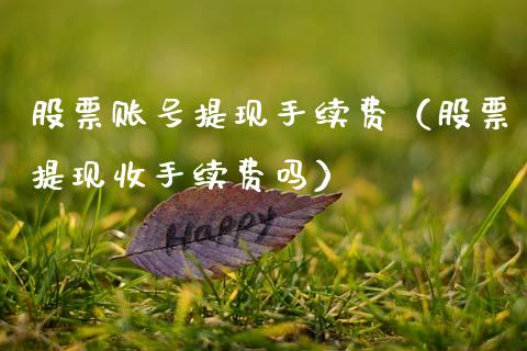 股票账号提现手续费（股票提现收手续费吗）_https://www.gzqbddp.com_技术分析_第1张