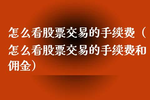 怎么看股票交易的手续费（怎么看股票交易的手续费和佣金）_https://www.gzqbddp.com_技术分析_第1张