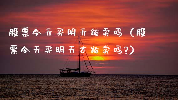股票今天买明天能卖吗（股票今天买明天才能卖吗?）_https://www.gzqbddp.com_炒股经验_第1张