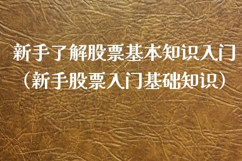 新手了解股票基本知识入门（新手股票入门基础知识）_https://www.gzqbddp.com_炒股经验_第1张
