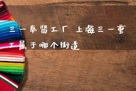 三一奉贤工厂 上海三一重工属于哪个街道_https://www.gzqbddp.com_股票知识_第1张