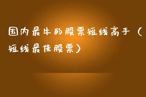 国内最牛的股票短线高手（短线最佳股票）_https://www.gzqbddp.com_技术分析_第1张
