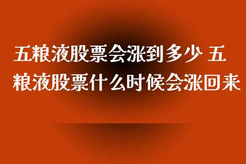 五粮液股票会涨到多少 五粮液股票什么时候会涨回来_https://www.gzqbddp.com_选股技巧_第1张