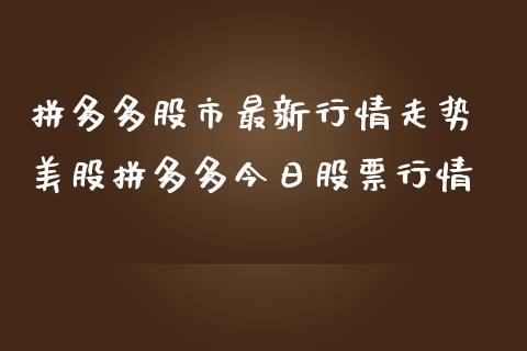 拼多多股市最新行情走势 美股拼多多今日股票行情_https://www.gzqbddp.com_炒股经验_第1张