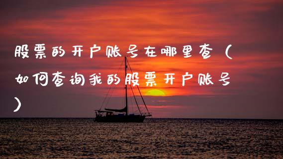 股票的开户账号在哪里查（如何查询我的股票开户账号）_https://www.gzqbddp.com_选股技巧_第1张