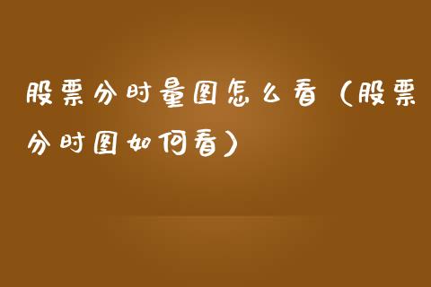 股票分时量图怎么看（股票分时图如何看）_https://www.gzqbddp.com_技术分析_第1张