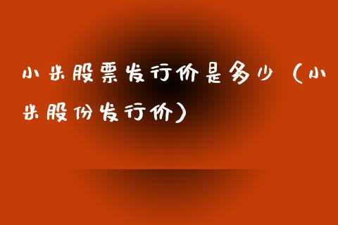 小米股票发行价是多少（小米股份发行价）_https://www.gzqbddp.com_股票知识_第1张