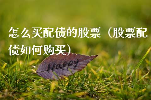 怎么买配债的股票（股票配债如何购买）_https://www.gzqbddp.com_股票知识_第1张