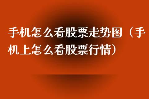 手机怎么看股票走势图（手机上怎么看股票行情）_https://www.gzqbddp.com_炒股经验_第1张