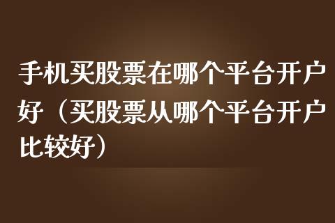 手机买股票在哪个平台开户好（买股票从哪个平台开户比较好）_https://www.gzqbddp.com_技术分析_第1张