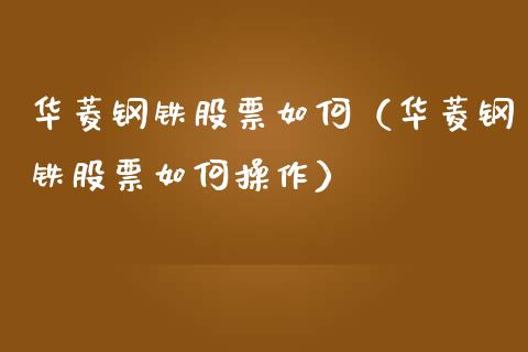 华菱钢铁股票如何（华菱钢铁股票如何操作）_https://www.gzqbddp.com_选股技巧_第1张