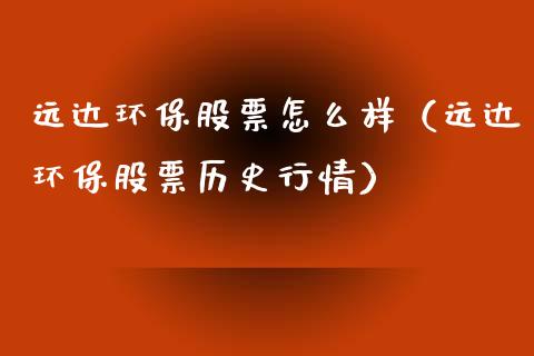 远达环保股票怎么样（远达环保股票历史行情）_https://www.gzqbddp.com_炒股经验_第1张