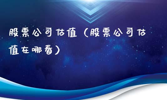 股票公司估值（股票公司估值在哪看）_https://www.gzqbddp.com_选股技巧_第1张