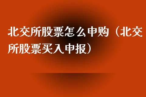 北交所股票怎么申购（北交所股票买入申报）_https://www.gzqbddp.com_股票知识_第1张
