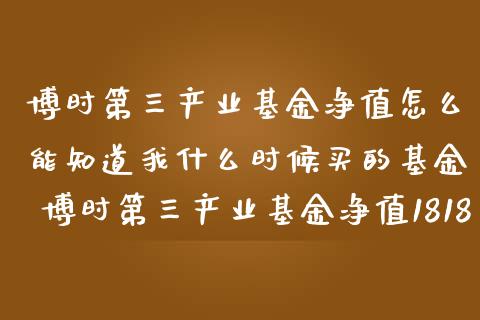 博时第三产业基金净值怎么能知道我什么时候买的基金 博时第三产业基金净值1818_https://www.gzqbddp.com_基金理财_第1张