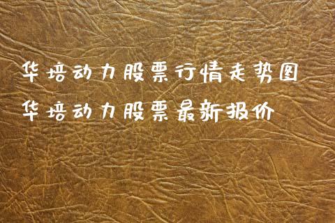 华培动力股票行情走势图 华培动力股票最新报价_https://www.gzqbddp.com_炒股经验_第1张